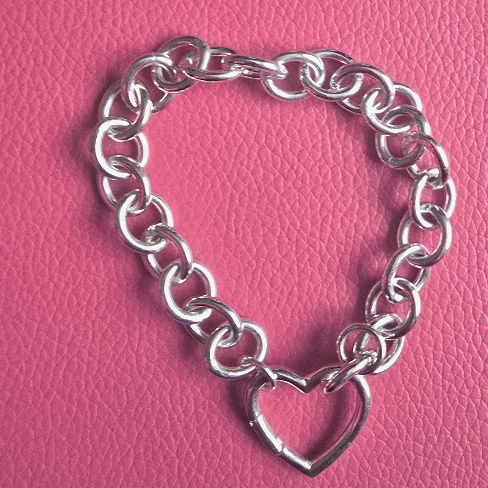 Tiffany inspired Silver Heart Link Bracelet